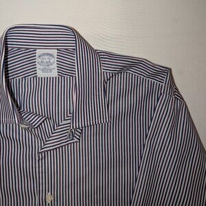 Brooks Brothers Mens Long Sleeve Button Up Shirt Slim Fit 15.5 33 Cotton Striped